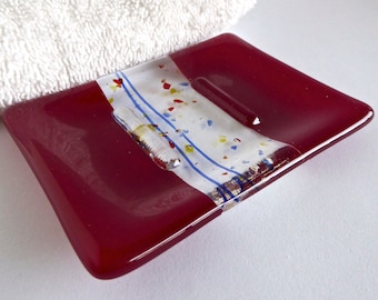 Fused Glass Soap Dish in Red by BPRDesigns