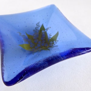 Fused Glass Lily of the Valley Ring Dish in Sky Blue by BPRDesigns