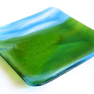 Fused Glass Plate in Blue and Green by BPRDesigns