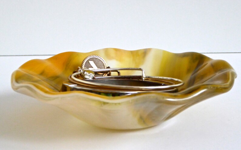 Fused Glass Bowl in Streaky Yellow White and Black by BPR Designs