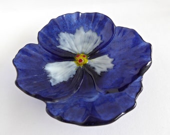 Pansies Large Fused Glass Bowl