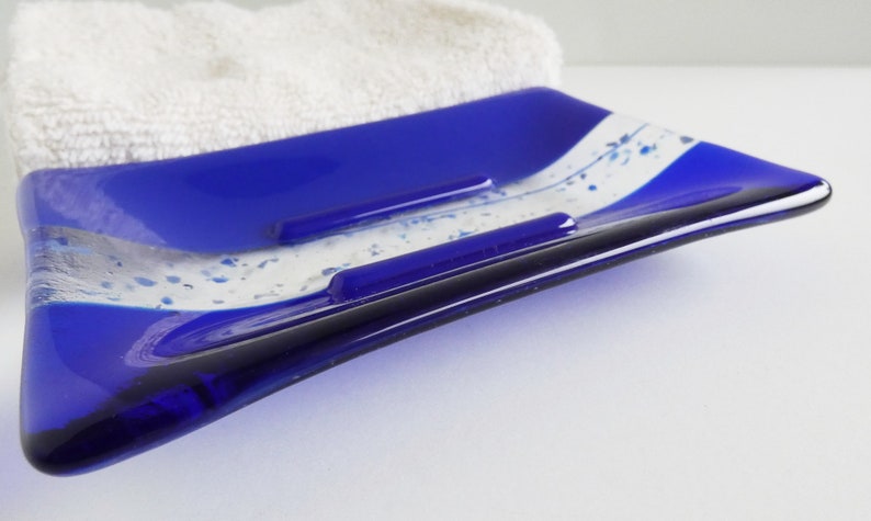 Large Fused Glass Soap Dish in Dark Cobalt and Royal Blue by BPRDesigns afbeelding 4