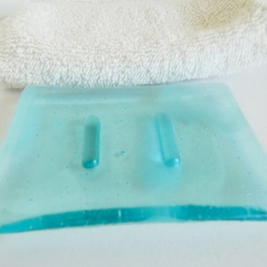 Streaky Aqua Fused Glass Soap Dish by BPRDesigns image 2