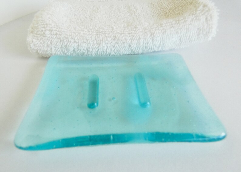 Streaky Aqua Fused Glass Soap Dish by BPRDesigns image 2