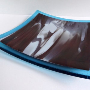 Fused Glass Plate in Red, White and Turquoise by BPRDesigns