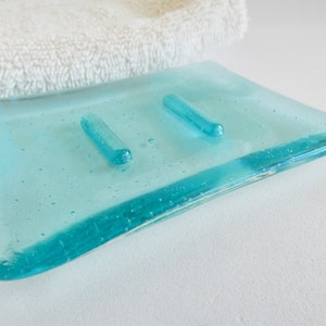 Streaky Aqua Fused Glass Soap Dish by BPRDesigns image 4