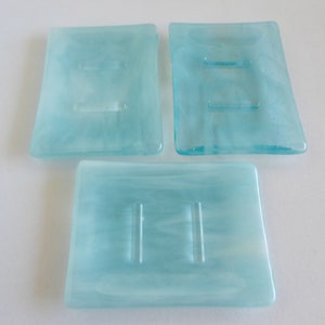 Streaky Aqua Fused Glass Soap Dish by BPRDesigns image 7