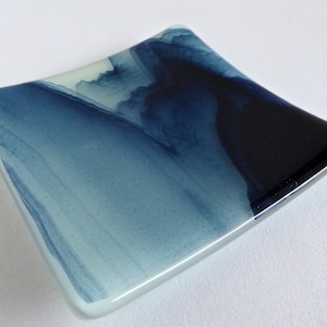 Fused Glass Small Plate in Aventurine Blue and Chalk Green by BPRDesigns