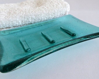 Fused Glass Soap Dish in Light Aqua by BPRDesigns