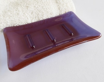 Fused Glass Soap Dish in Berry Pink by BPRDesigns