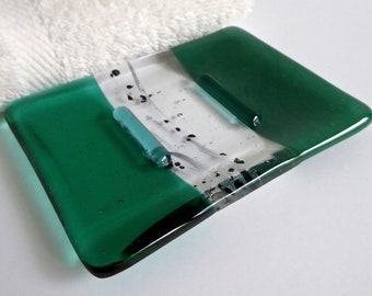 Emerald Green Fused Glass Soap Dish by BPRDesigns