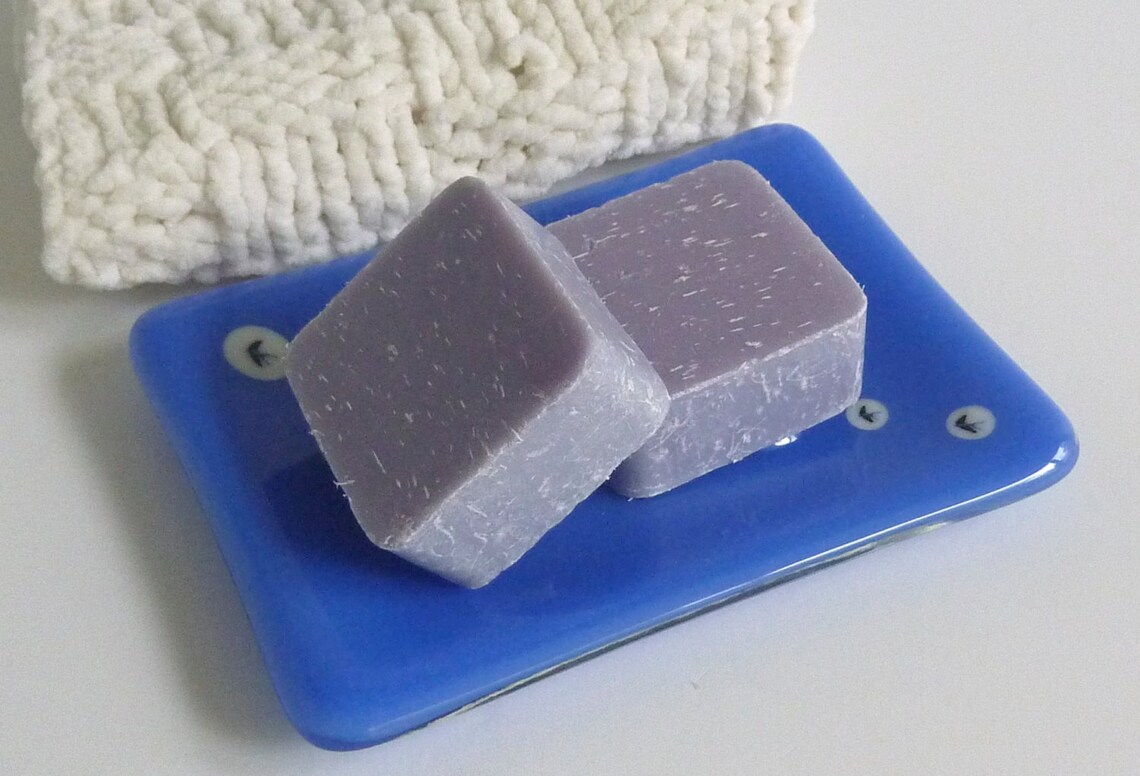 Cobalt Blue Fused Glass Soap Dish with Murrini Swallows by Etsy
