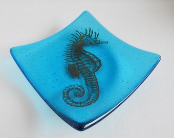 Fused Glass Sea Horse Plate by BPRDesigns