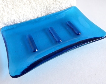 Fused Glass Soap Dish in Turquoise by BPRDesigns