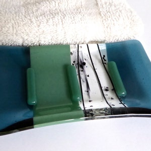 Sea Blue and Mineral Green Fused Glass Soap Dish by BPRDesigns image 2