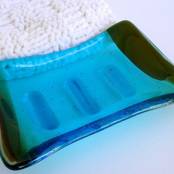 Half-Price Sale Turquoise Glass Soap Dish