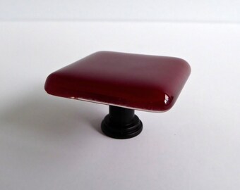 Decorative Deep Red Fused Glass Cabinet Door Knob by BPRDesigns