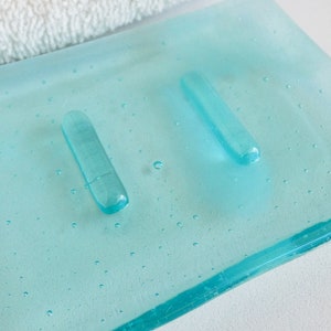 Streaky Aqua Fused Glass Soap Dish by BPRDesigns image 3