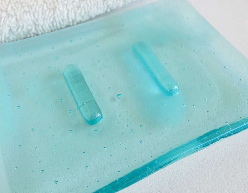 Streaky Aqua Fused Glass Soap Dish by BPRDesigns image 3