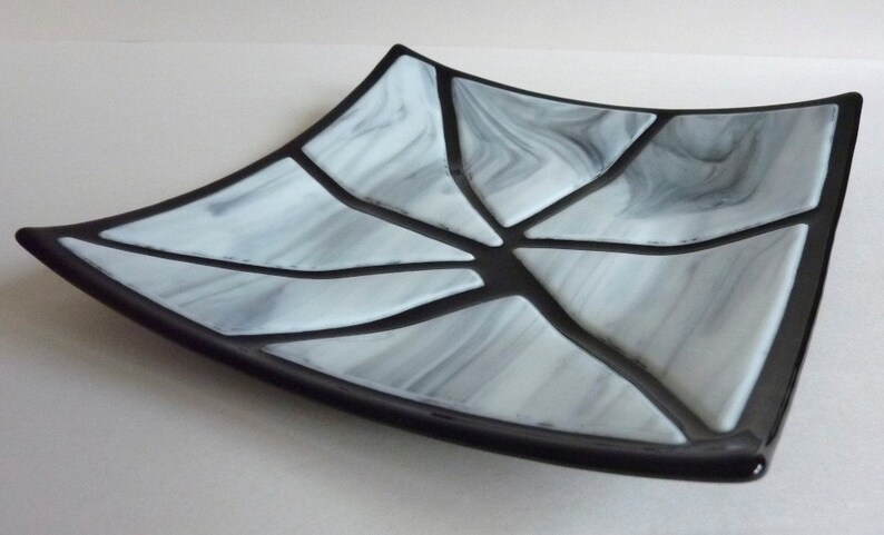 Fused Glass Art Plate in Black and White by BPRDesigns image 4