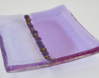 Fused Glass Murrini Plate in Neo Lavender and Lavender Tint by BPRDesigns