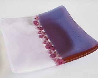 Fused Glass Murrini Plate in Berry and Streaky Pale Pink by BPRDesigns