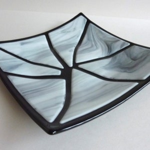 Fused Glass Art Plate in Black and White by BPRDesigns image 1