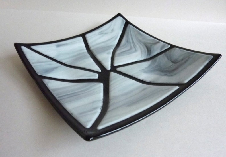 Fused Glass Art Plate in Black and White by BPRDesigns image 1