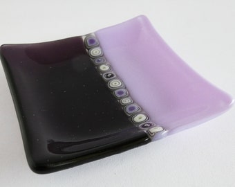 Fused Glass Murrini Plate in Amethyst and Lavender by BPRDesigns