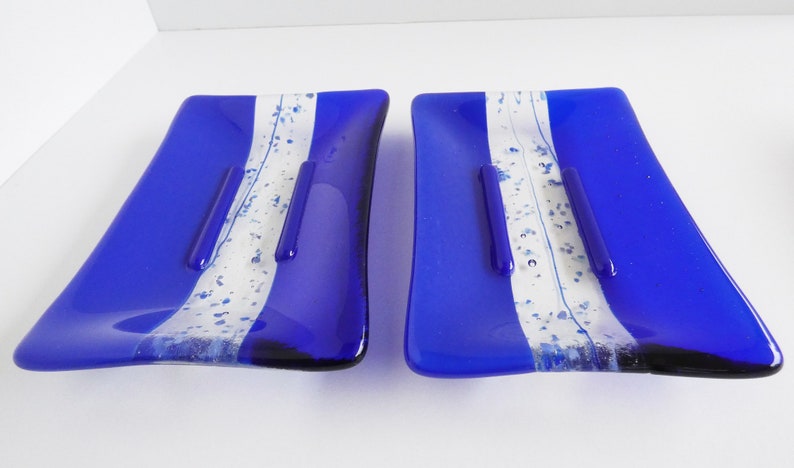 Large Fused Glass Soap Dish in Dark Cobalt and Royal Blue by BPRDesigns afbeelding 6