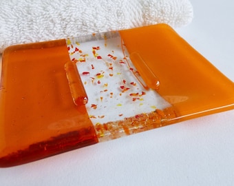 Fused Glass Soap Dish in Orange by BPRDesigns