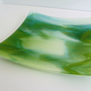 Fused Glass Plate in Streaky Blue and Green by BPRDesigns