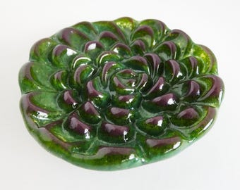 Green Fused Glass Succulent Dish by BPRDesigns
