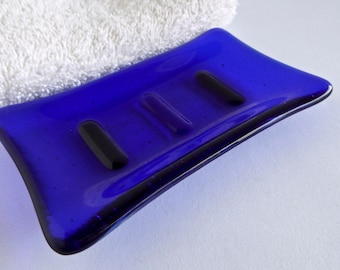 Fused Glass Soap Dish in Deep Royal Blue by BPRDesigns