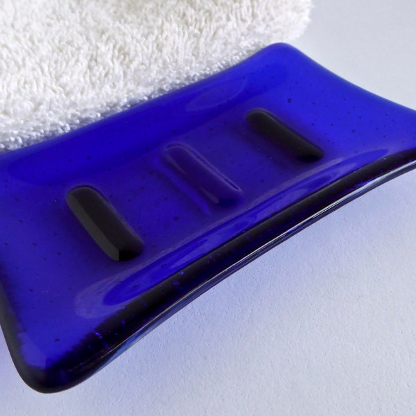 Blue Glass Soap Dish Etsy