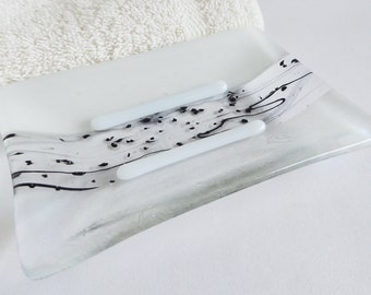 Fused Glass Soap Dish in White by BPRDesigns