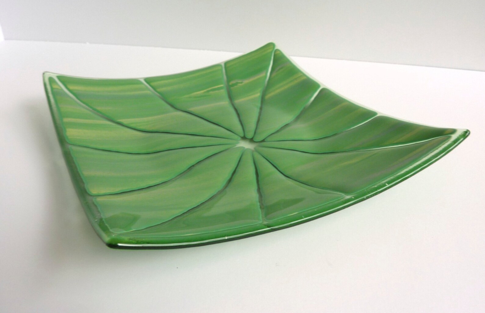 Fused Glass Art Plate in Green and Yellow Etsy