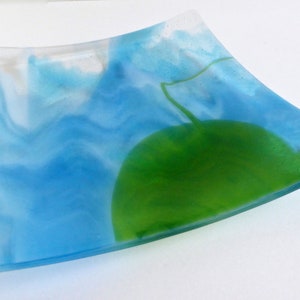Fused Glass Plate in Streaky Turquoise, White and Green by BPRDesigns