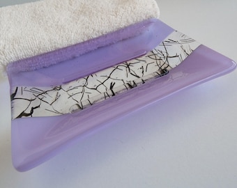 Large Soap Dish in Lavender Fused Glass