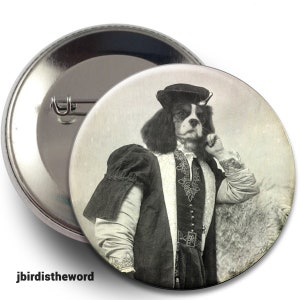 May include: A black and white photo of a dog wearing a hat and a long coat. The dog is looking to the side and has a serious expression on its face. The photo is in a vintage style.