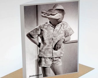 Weird Note Cards, Hunter S Thompson, Fear and Loathing, Gift for Writer, Book Lover, Crocodile Alligator, College Student, Funny Ideas