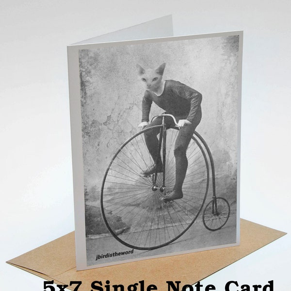 Steampunk Cards, Bicycle Card Set, Gift for Cyclist, Bike Rider, Pennyfarthing, Triathlete Gifts, Retro Cycling,  Victorian Edwardian, Cat