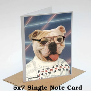 Bulldog Cards, Hipster Idea, 80s Lasers, Reddit Tumblr, 1980 Retro, Throwback Style, Vintage Style, Gifts for Aunts, Funny Thank You, Puppy