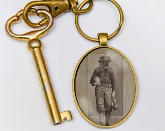 Football Fan Gift, Idea for Dad, Marco Buffalo, Bison Keychain, Marshall University, We Are Marshall, Huntington WV, Vintage Sports, Coach