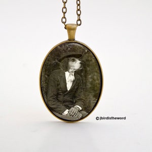 Dog Gifts for Him, Mens Necklace, Beagle Dad Gift, Curiosity Jewelry, Creepy Cute, Victorian Charm, Steampunk Locket, Pet Memorial, Hunter