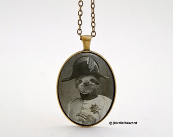 Sloth Necklace, Sloth Jewelry, Sloth Pendant, Sloth, Animal, Jewelry, Charm, Gift, Gift for Her, Art, Sloths, Cool Gift Ideas, Creepy Cute