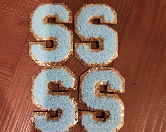 Set of 4 Chenille Letters Blue S 2 inches