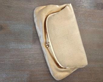 CLEARANCE Vintage 1950s Coblentz Evening Bag | Shimmer Gold | Includes original change purse & mirror |   Clutch Purse Formal Designer Bride