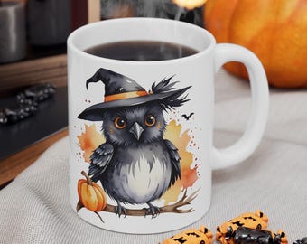 Halloween Raven Mug: Spooky Crow Coffee Mug, Bird Lover Gift