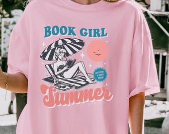 Book Girl Summer Comfort Colors Shirt: Beach Reader Oversized Tee